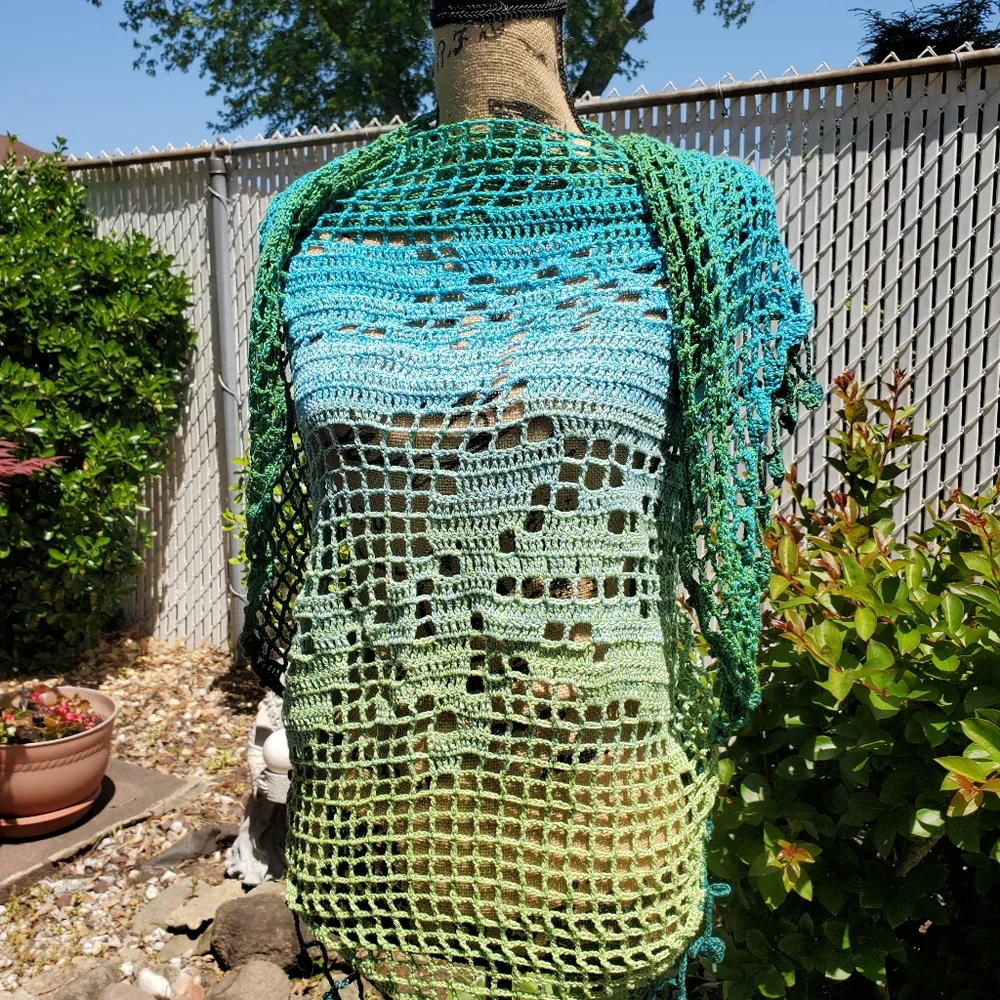 💖 New Handmade Crochet Shawl / Scarf / Pareo
